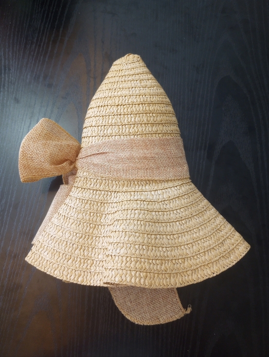 Khaki Raffia Woven Wide Brim Foldable Sun Hat with Bow display picture 3
